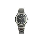 Patek Philippe Nautilus Grey Faced Watch on Silver Chain