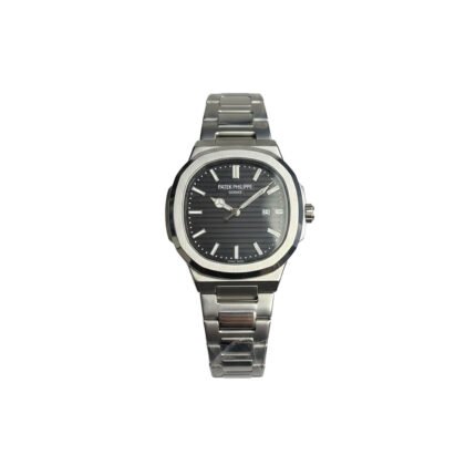Patek Philippe Nautilus Grey Faced Watch on Silver Chain