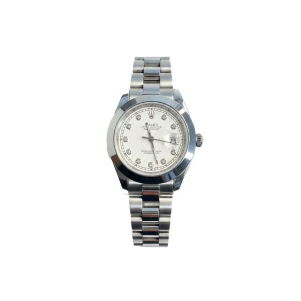 Rolex Date Just Luxury Watch  Silver Strap White Dial