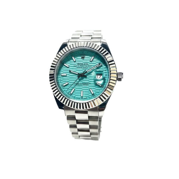 Rolex Datejust Stainless Steel Bracelet Silver Bezel Light Blue Dial
