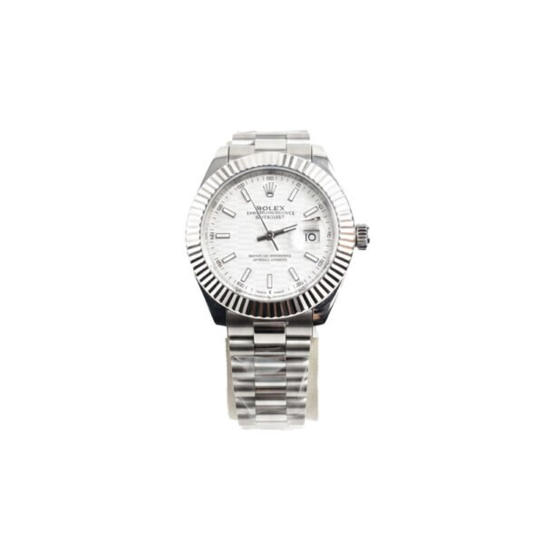 Rolex Datejust Luxury Watch  Silver Strap Silver Bezel White Dial